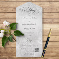 Código QR mínimo de mármol gris moderno