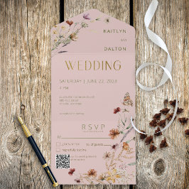 Invitación Todo En Uno Código QR para Bouquet de Flor Silvestre Rosa Mode