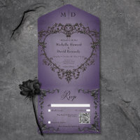 Código QR para el Corazón Gótico Negro y Morado Fi