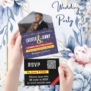 Invitación Todo En Uno Código QR para fotos y Bodas HD moderno RSVP