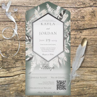 Código QR verde de la hierba seca Boho Wreath Sage
