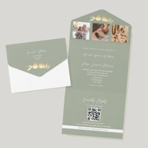Código QR Verde Salvia Foto Boda Nupcial
