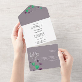 Invitación Todo En Uno Colchas salvajes de color acuático pintadas a mano