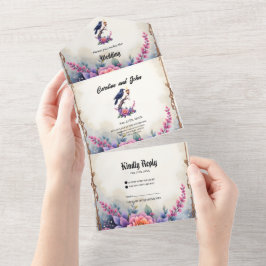 Invitación Todo En Uno Colección de Boda Cuervo Encantado