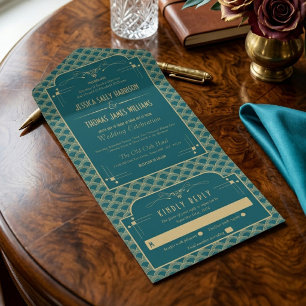 Invitación Todo En Uno Colección de boda Gatsby Art Deco de la década de