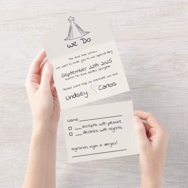 Invitación Todo En Uno Colección elegante y moderna de boda Silhouette (desgarro)