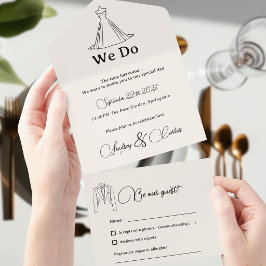 Invitación Todo En Uno Colección Silueta de Boda Simple Moderna