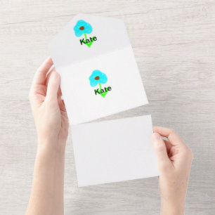 Invitación Todo En Uno Color de agua verde azul añadir tu nombre personal