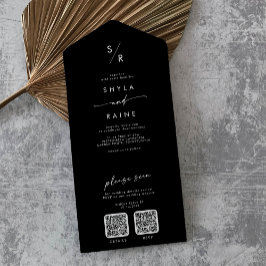 Invitación Todo En Uno COLOR DE Moda Boho EDITABLE Boda de código QR dobl