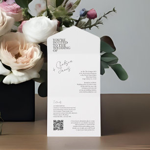 Invitación Todo En Uno Color marfil   Moda moderna todo en una sola boda