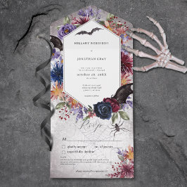 Invitación Todo En Uno Colores góticos Rústicos Boda de Halloween sin cen