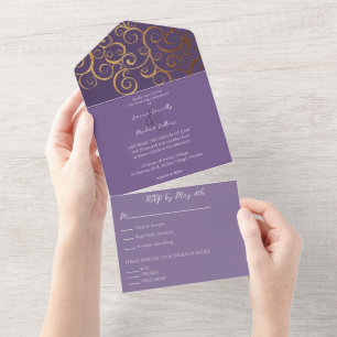 Invitación Todo En Uno Colores ricos con Boda de oro