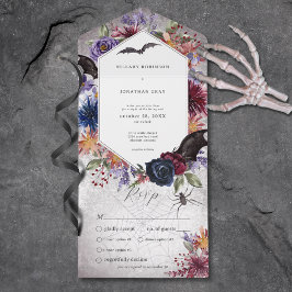 Invitación Todo En Uno Colores Rústicos Góticos Cena de Boda de Halloween