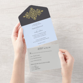 Invitación Todo En Uno Colorido con Boda de oro