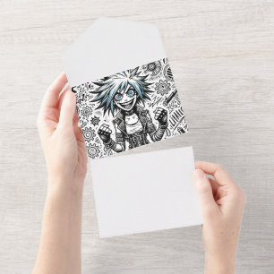Invitación Todo En Uno cómic anime alegre arte original blu_eyes black_a