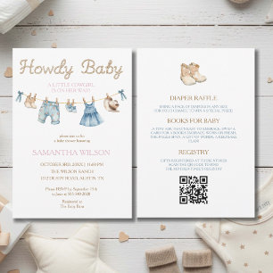 Invitación Todo En Uno Cómo Estás Bebé Pequeño Vaquero Bebé 