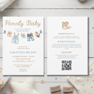 Invitación Todo En Uno Cómo Estás Bebé Pequeño Vaquero Bebé
