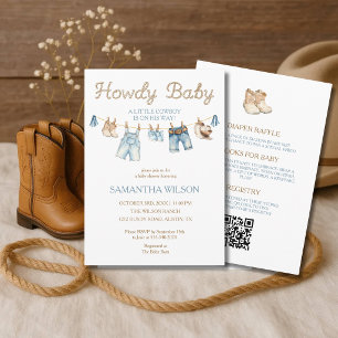 Invitación Todo En Uno Cómo Estás Bebé Pequeño Vaquero Bebé