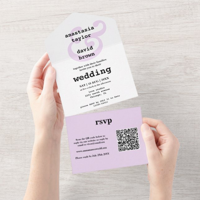 Invitación Todo en Uno con Código QR de Ampersand  (desgarro)
