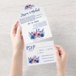 Invitación Todo En Uno 💍 Con menú Pastel Whispers Meadows
