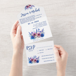 Invitación Todo En Uno 💍 Con menú Pastel Whispers Meadows