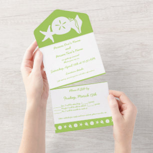 Invitación Todo En Uno Conchas de Verano en Peridot