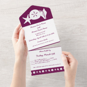 Invitación Todo En Uno Conchas de Verano en Vino