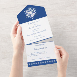 Invitación Todo en Uno Copos de Nieve Invernales e