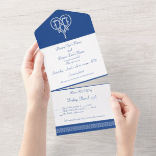 Invitación Todo en Uno Corazones de Trama Celta en