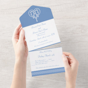 Invitación Todo En Uno Corazones de Trenza Celta en Periwinkle