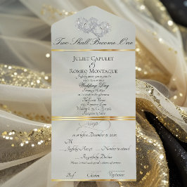 Invitación Todo En Uno Corazones Dobles - Salvia Pastel/Plata