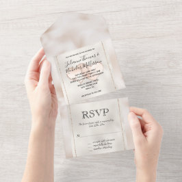 Invitación Todo En Uno Corazones Purpurinas de glam blanco de Rubor