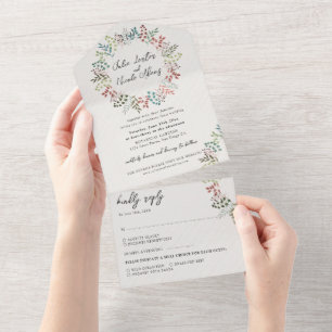 Invitación Todo En Uno Corona de hoja de eucalipto botánico de otoño boda