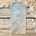 Invitación Todo En Uno Costa costera de playa moderna sin cena<br><div class="desc">DISPONIBLE CON O SIN CÓDIGO QR O CON O SIN OPCIONES DE SELECCIÓN DE CENAS. Este sencillo diseño cuenta con una suave marea que se limpia suavemente en la orilla de la arena. Perfecto para la playa o la boda de destino. Creado por Simply Farmhouse Press.</div>