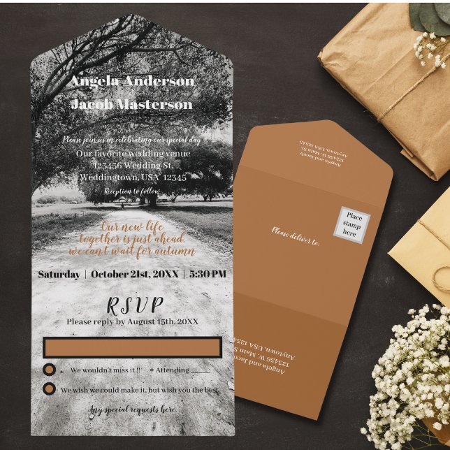 Invitación Todo En Uno Country Road Autumn Boda (Subido por el creador)