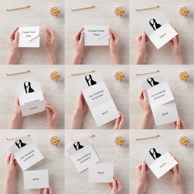 Invitación Todo En Uno Crea tu propia respuesta de boda blanca nuestra