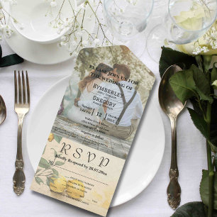 Invitación Todo En Uno Cream Yellow Lemon Green Orchard Photo