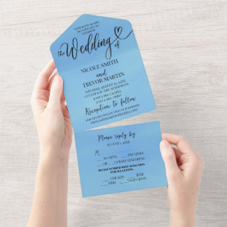 Invitación Todo En Uno Crear su propia acuarela azul Personalizado