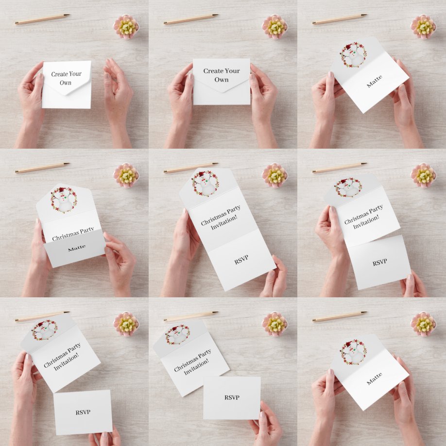 Invitación Todo En Uno Crear su propio Fiesta de Navidades RSVP Blanco