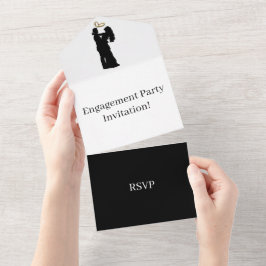 Invitación Todo En Uno Crear su propio partido de compromiso RSVP negro