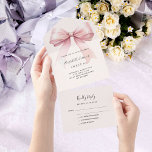 Invitación Todo En Uno Crema beige rosa de vaca Sweet 16 rsvp<br><div class="desc">Un fondo beige de color crema,  decorado con un gran arco rosado. Personalice y agregue nombres,  detalles del fiesta,  fecha RSVP,  dirección de devolución y nombre.</div>