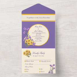 Invitación Todo En Uno Crema de bodas del jardín de primavera de Goldfinc