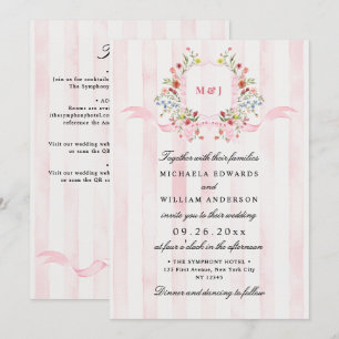 Invitación Todo en Uno Cresta Regencia Acuarela Boda QR