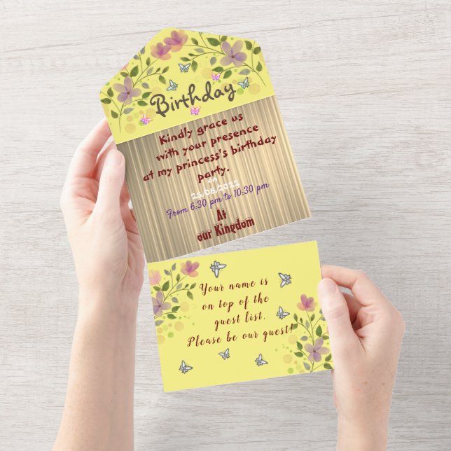 Invitación Todo En Uno Cumpleaños de la princesa (desgarro)