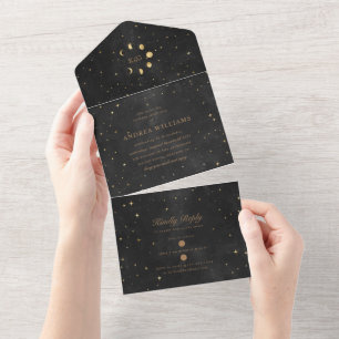 Invitación Todo En Uno cumpleaños de oro celestial