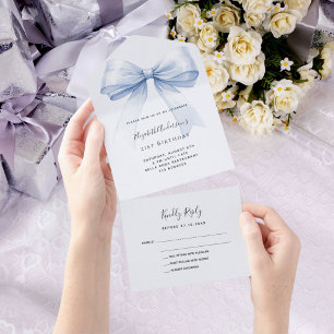 Invitación Todo En Uno cumpleaños de Rsvp azul brillante