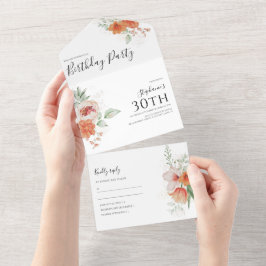 Invitación Todo En Uno Cumpleaños Floral de Primavera Elegante