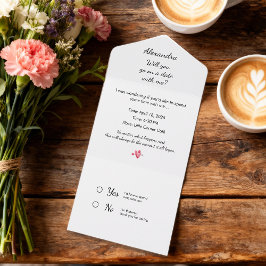 Invitación Todo En Uno Custom First Date Proposal Tear Off