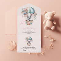 Cute color de agua rosa Air Balloon Elephant Baby 