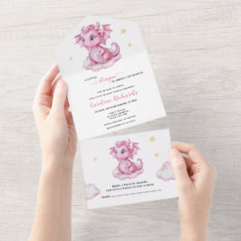 Invitación Todo En Uno Cute Dragon Baby Shower
